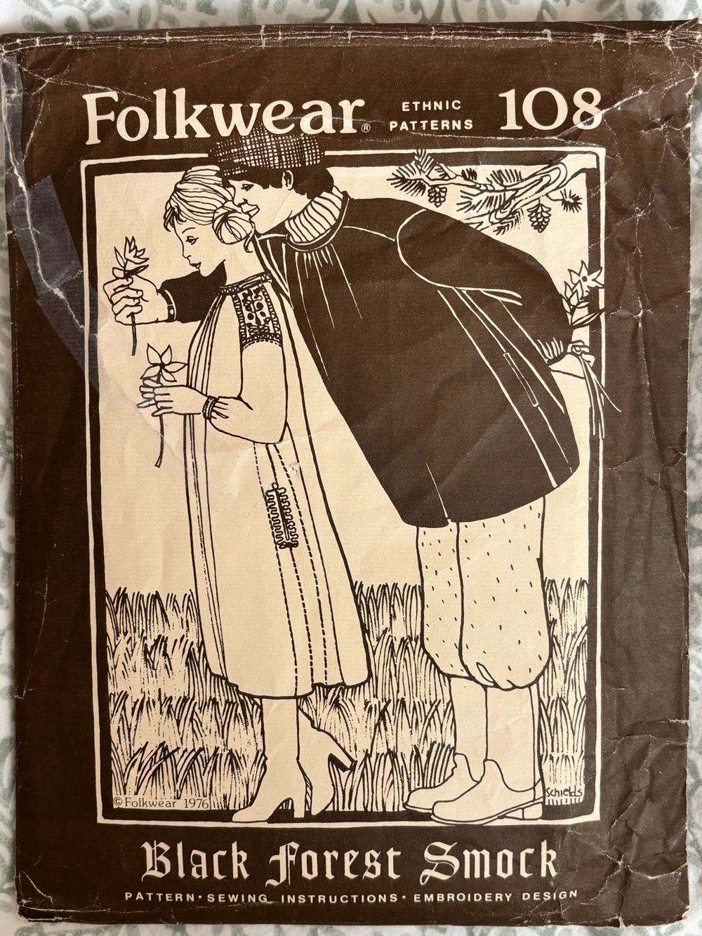 Vintage Original 1976 Folkwear Black Forest Smock Pattern 108